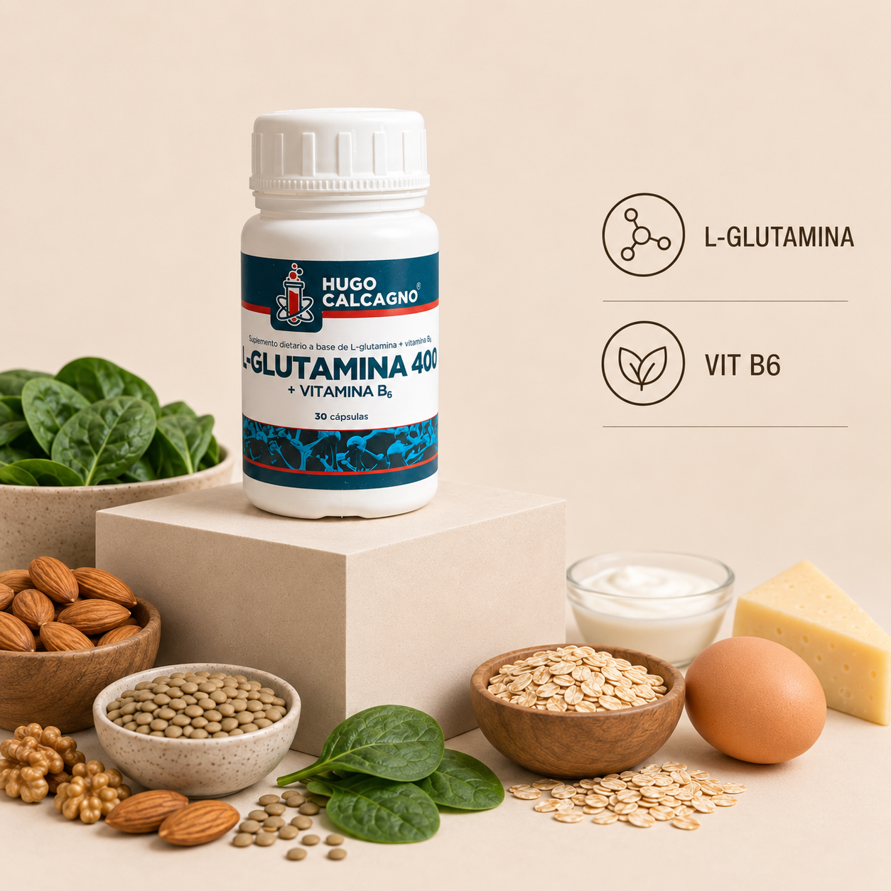 L-GLUTAMINA 400 mg + VITAMINA B6 x30 CAP - imagen 3