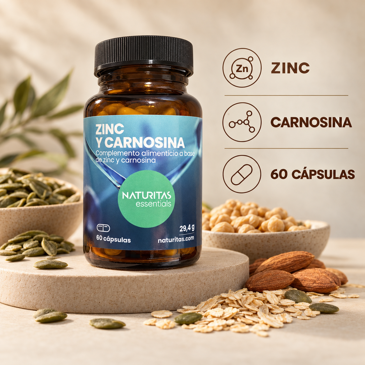 Zinc y Carnosina – Naturitas Essentials - imagen 2