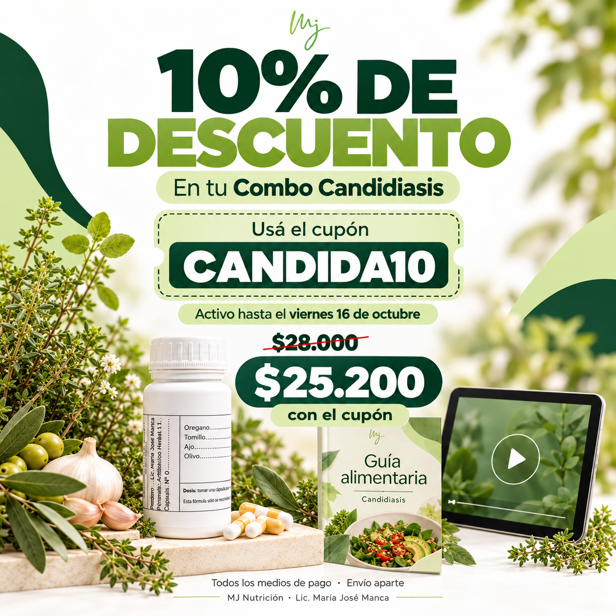 COMBO CANDIDA: Plan alimentario + suplemento. BONUS: video informativo - imagen 2