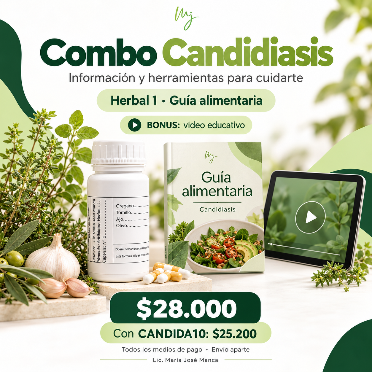 COMBO CANDIDA: Plan alimentario + suplemento. BONUS: video informativo - imagen 1